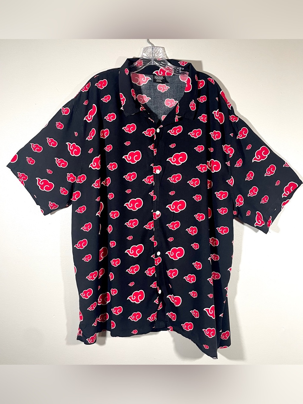 Naruto Shippuden Akatsuki Cloud Button Up Shirt 3XL Anime Rayon Camp Shirt